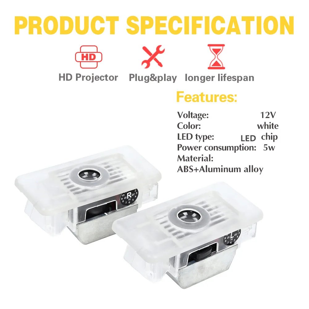 2x For BMW 1 3 8 Series G20 G21 F40 Z4 G29 X7 G07 2019 - 2024 LED Car Door Logo Projector Ghost Shadow Welcome Light Accessories