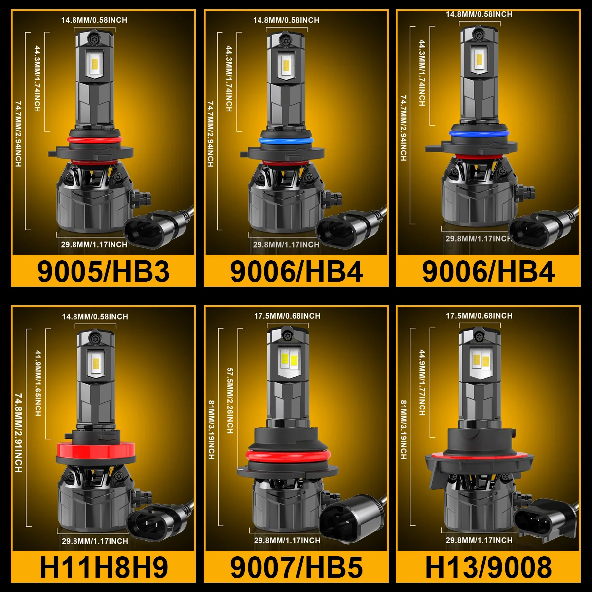 Katur 2x H4 H7 H8 H11 9005 9006 H9 HB3 HB4 HIR2 9012 LED Headlight Canbus 40000Lm LED Lamp Bulb Auto Headlamp 6000K Car Light