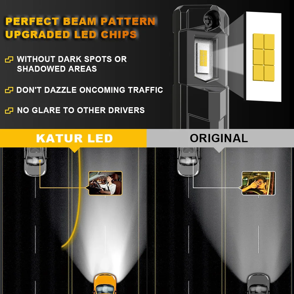 Katur 2x H4 H7 H8 H11 9005 9006 H9 HB3 HB4 HIR2 9012 LED Headlight Canbus 40000Lm LED Lamp Bulb Auto Headlamp 6000K Car Light