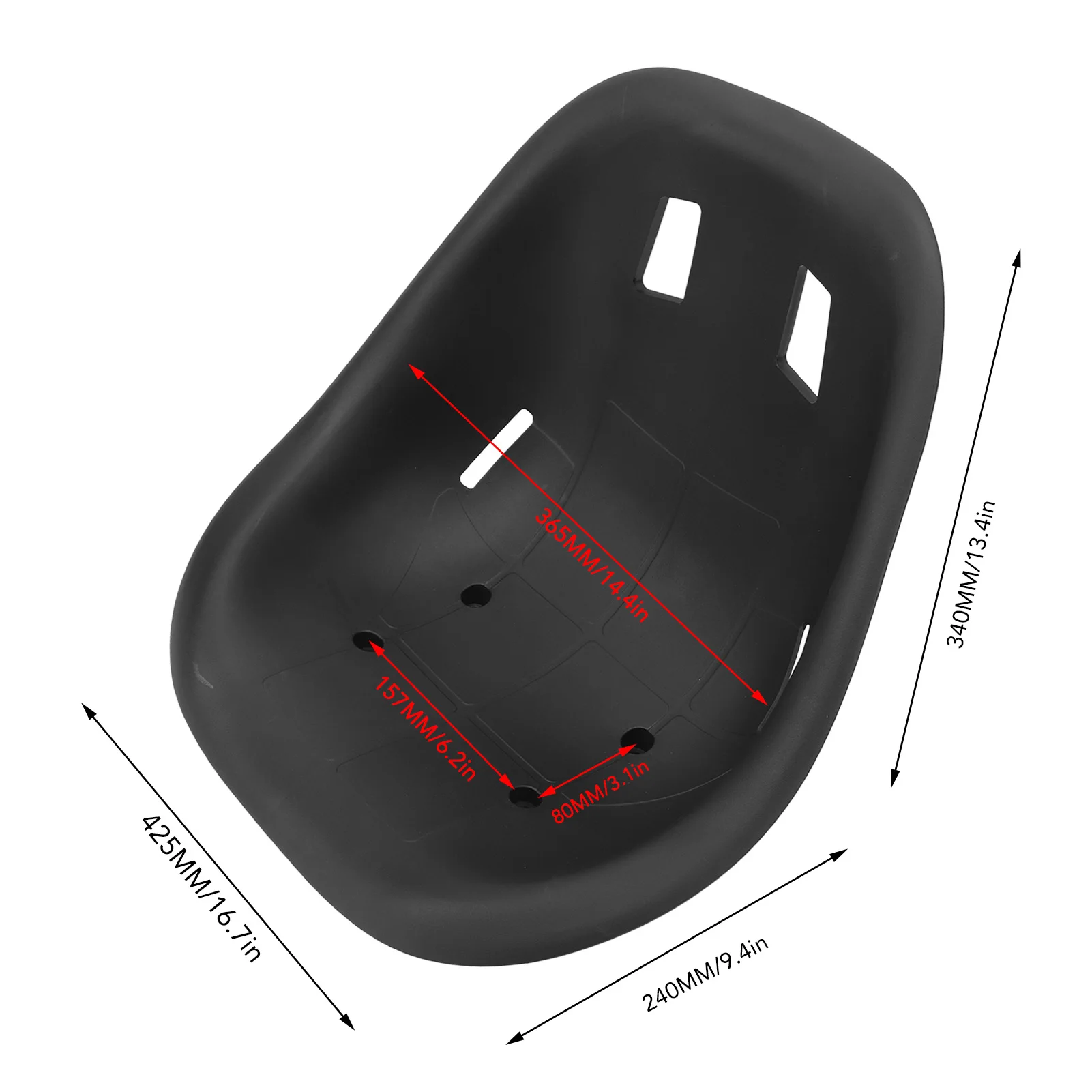 Ergonomic Seat Backrest Saddle ABS Heavy Duty Shockproof Comfortable Universal Fit for Go Kart Drift Balance Bike Modification