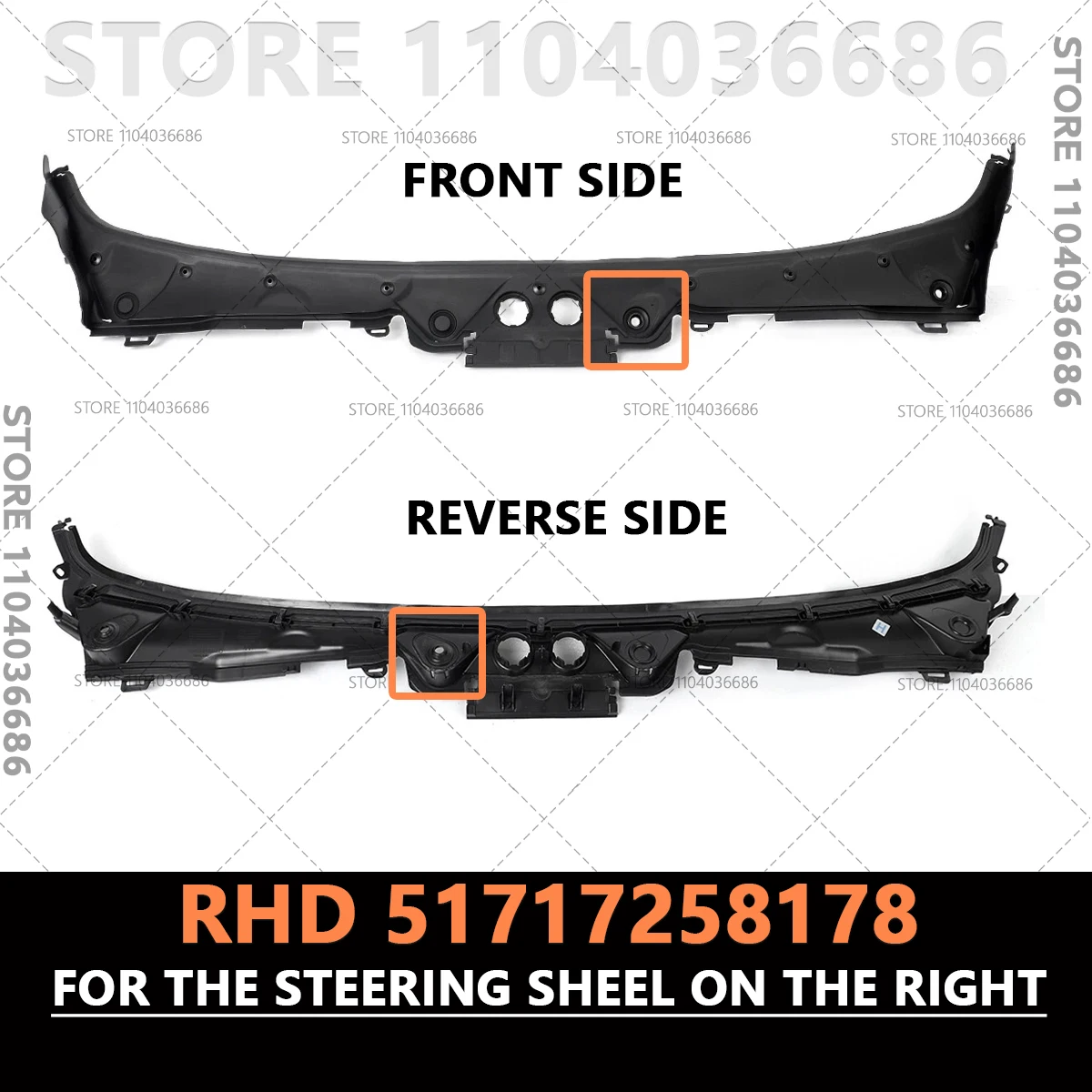 For 2012-2019 F30 F31 BMW 320i 328i 330i 335i 340i 328d 330e M3 M4 Windshield Wiper Cowl Cover LHD 51717258177 RHD 51717258178