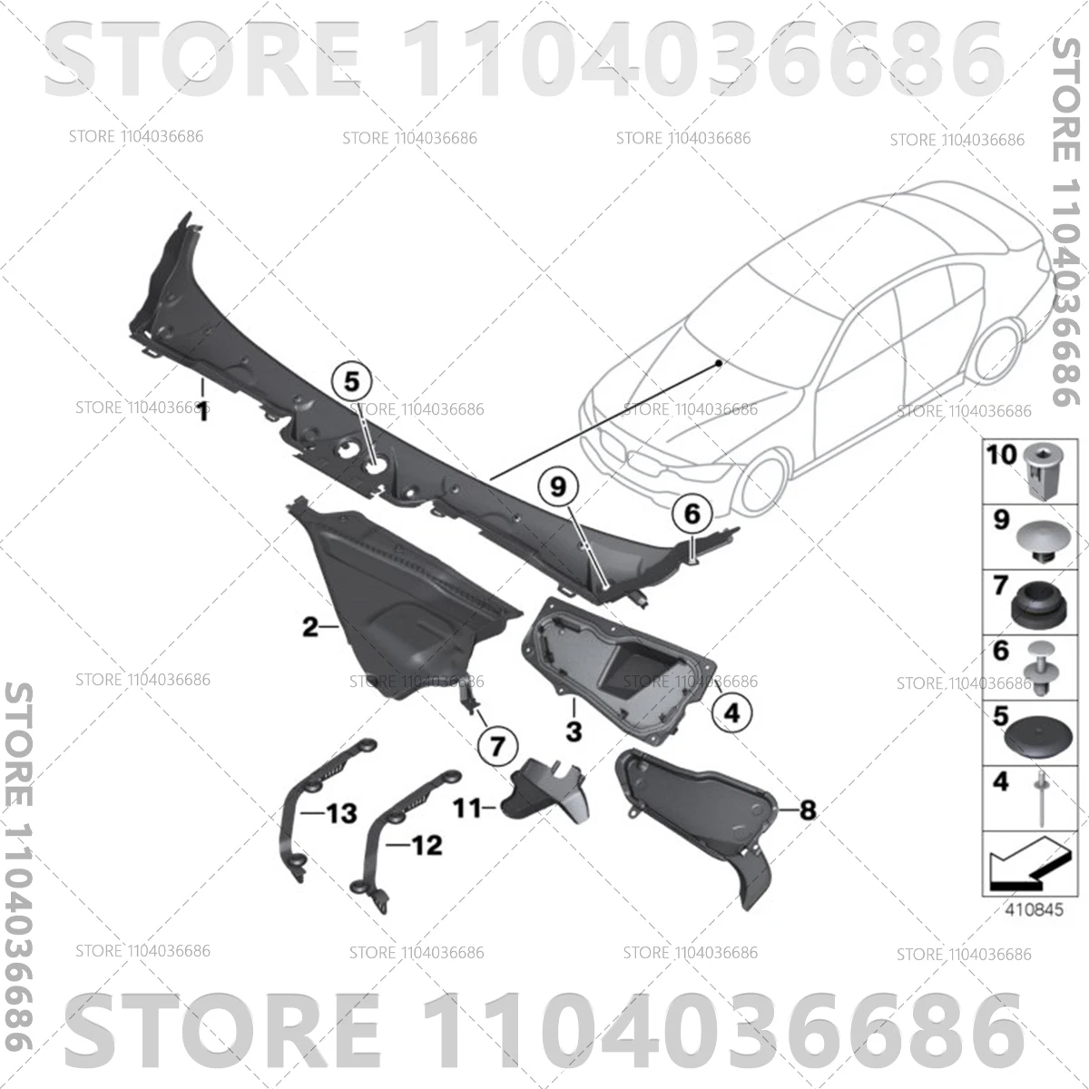 For 2012-2019 F30 F31 BMW 320i 328i 330i 335i 340i 328d 330e M3 M4 Windshield Wiper Cowl Cover LHD 51717258177 RHD 51717258178