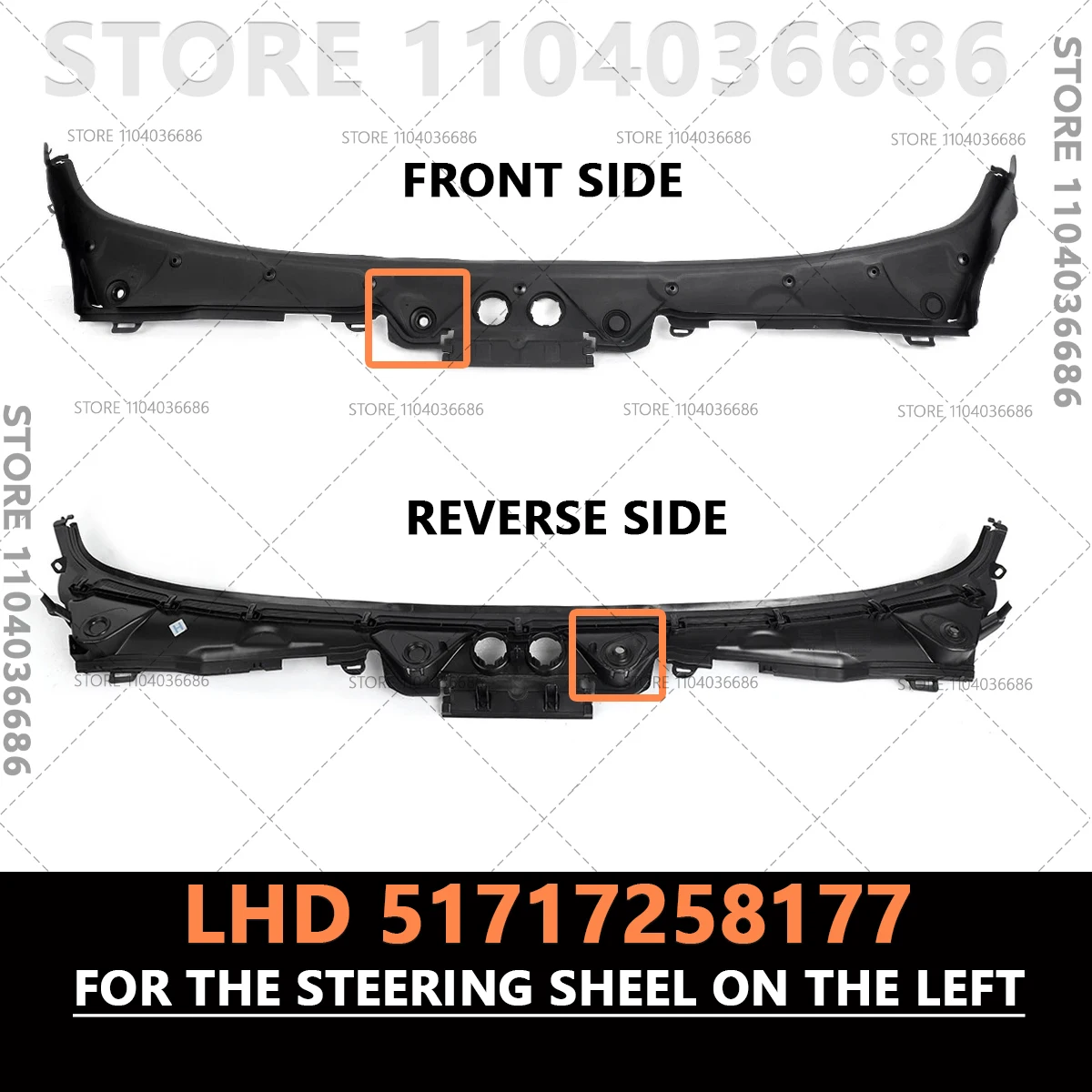 For 2012-2019 F30 F31 BMW 320i 328i 330i 335i 340i 328d 330e M3 M4 Windshield Wiper Cowl Cover LHD 51717258177 RHD 51717258178
