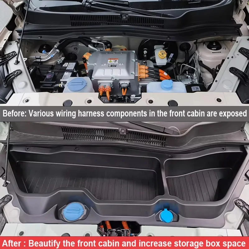 Car Cabin Trunk Organizer Box For Leapmotor T03 2023 2024 2025-IN Front Large Capacity Engine Hood Trunk Storage Box Parts