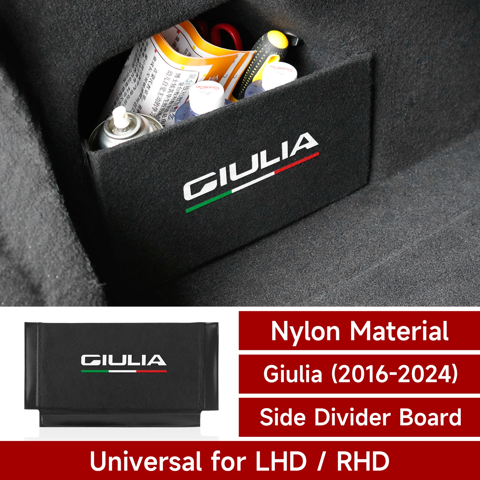 For Alfa Romeo Giulia 952 2016-2027 Trunk Storage Partition Protect Panel, Nylon Interior Sticker, Car Trim Accessories