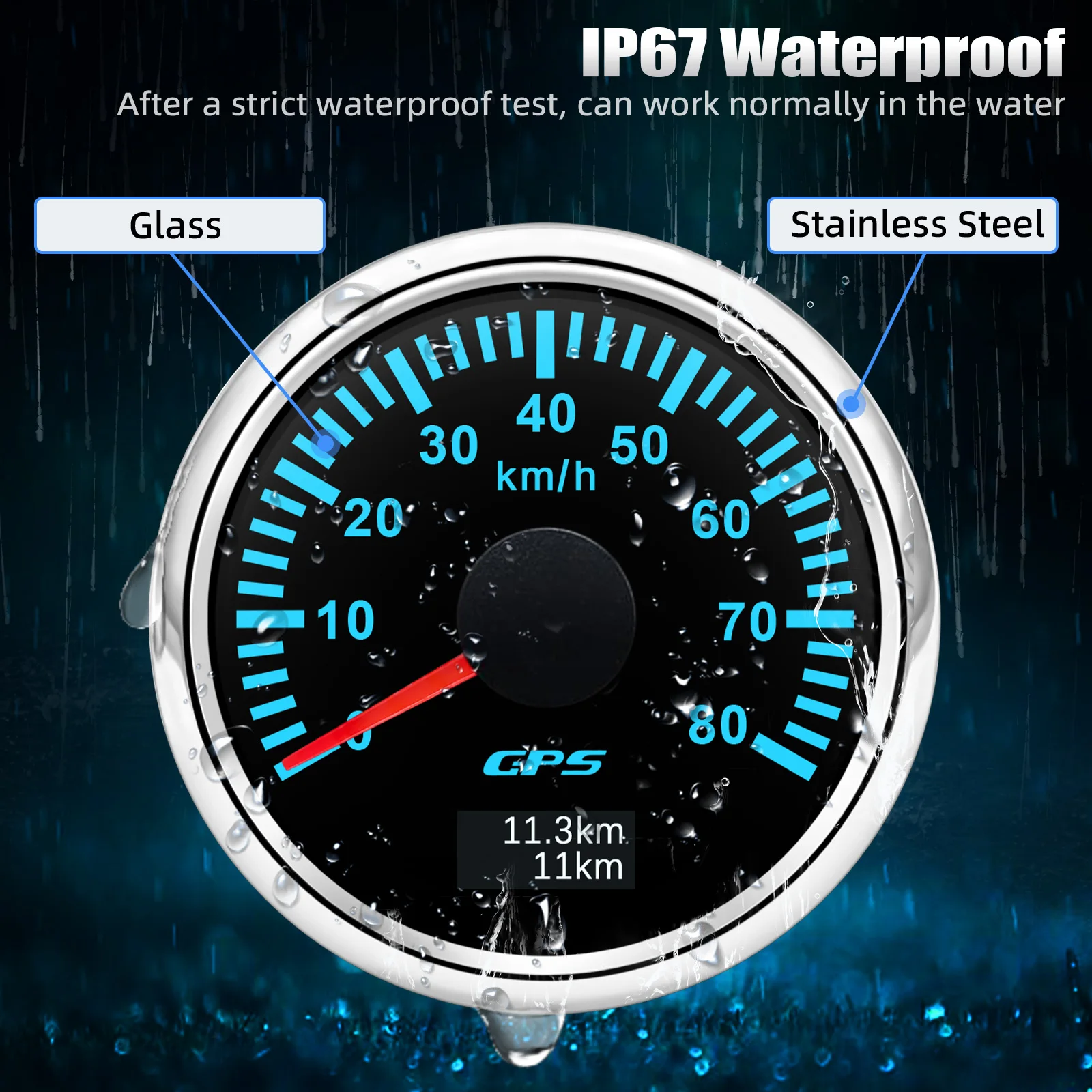 30/60/80/120/200 Km/h GPS Speedometer With GPS Antenna for 12V 24V Car Boat Marine Waterproof Speed Gauge Odometer 7 Colors led