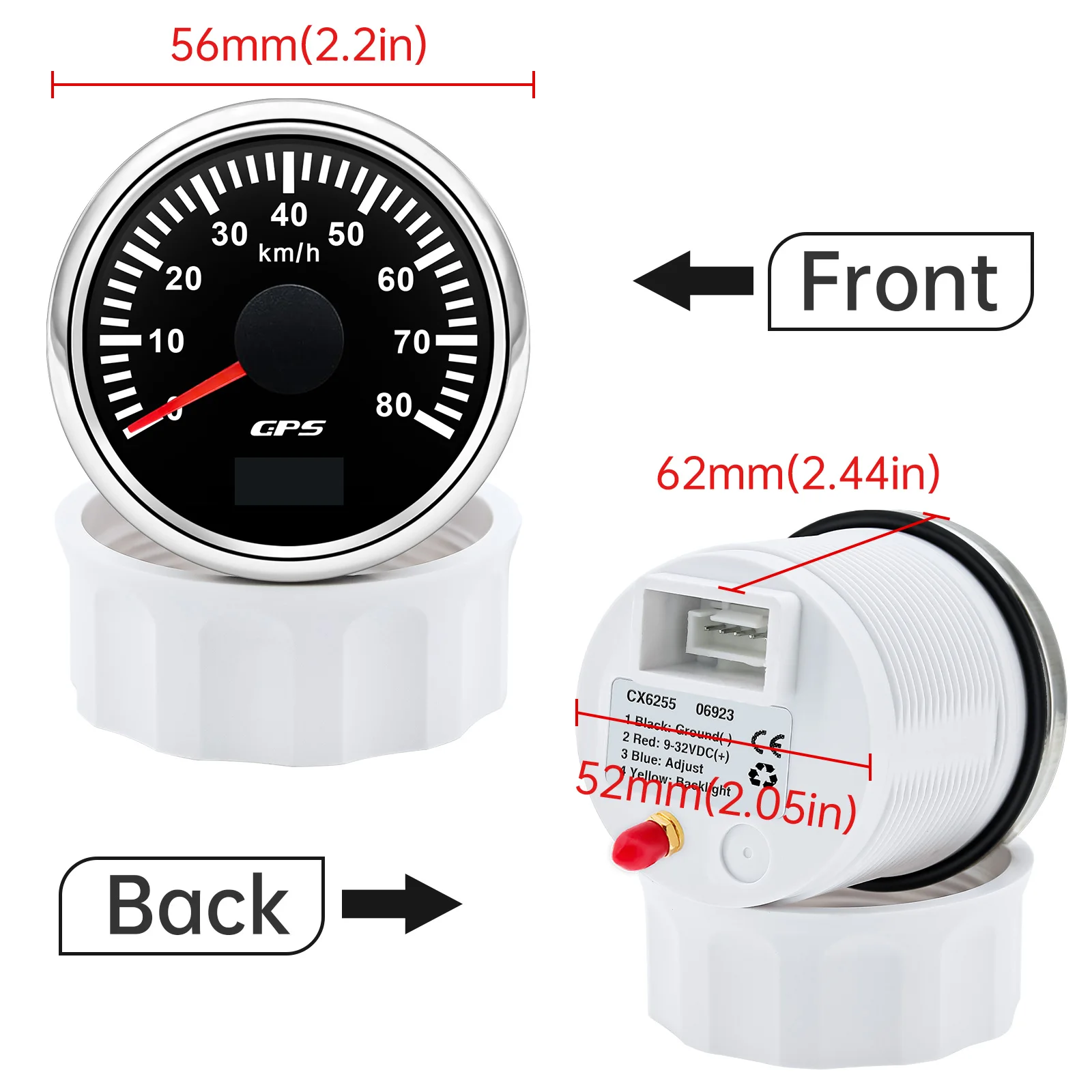 30/60/80/120/200 Km/h GPS Speedometer With GPS Antenna for 12V 24V Car Boat Marine Waterproof Speed Gauge Odometer 7 Colors led