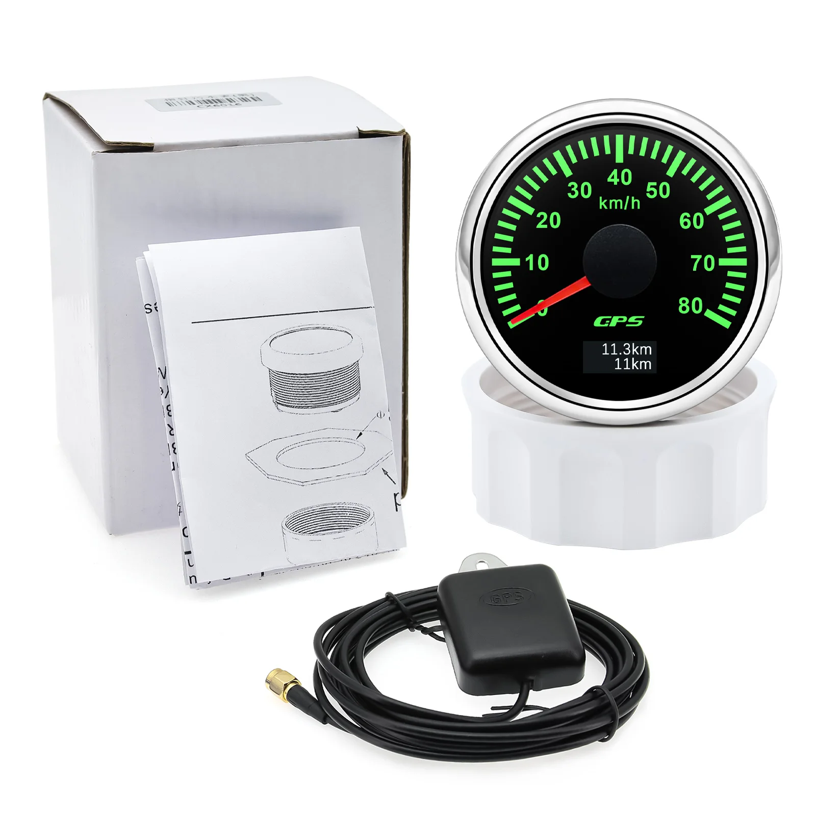 30/60/80/120/200 Km/h GPS Speedometer With GPS Antenna for 12V 24V Car Boat Marine Waterproof Speed Gauge Odometer 7 Colors led