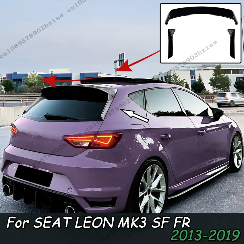 Rear Window Side Spoiler Wing For SEAT LEON MK3 5F FR (Five-door) 2013-2019 Car Roof Trunk Trim Lip Spoiler Wing Car Styling