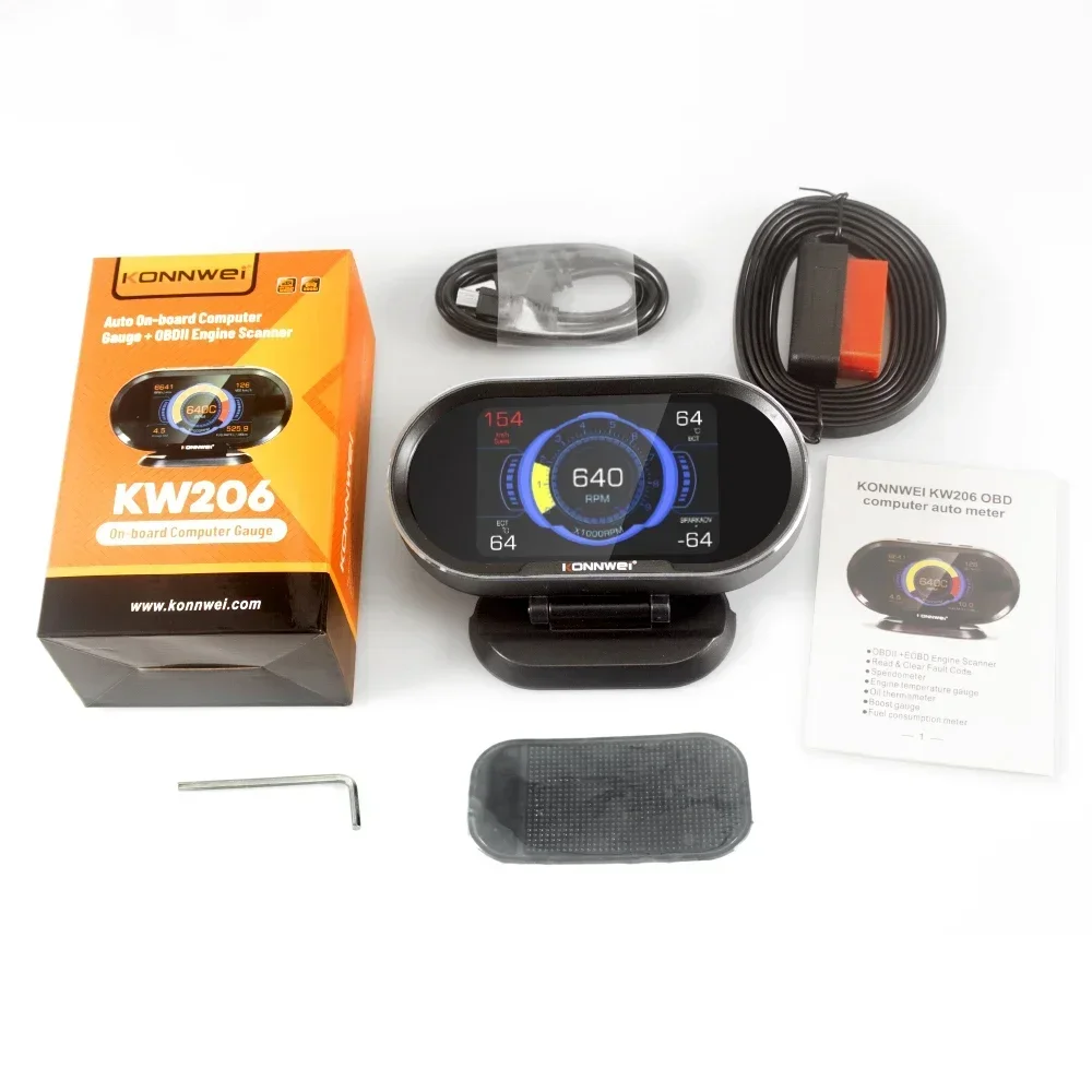 New 2in1 KONNWEI KW206 Car Diagnostic HUD OBD2 Automotive Car Code Reader Adapter Scanner Auto Tools On-Board Computer Display