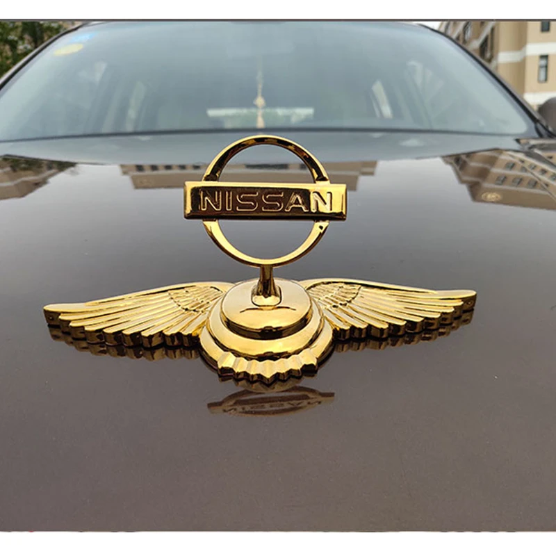 Metal Car Bonnet Sticker for Nissan Logo Altima Almera Titan Teana Leaf Qashqai Juke Note Narava Frontier Auto Hood Cover Emblem