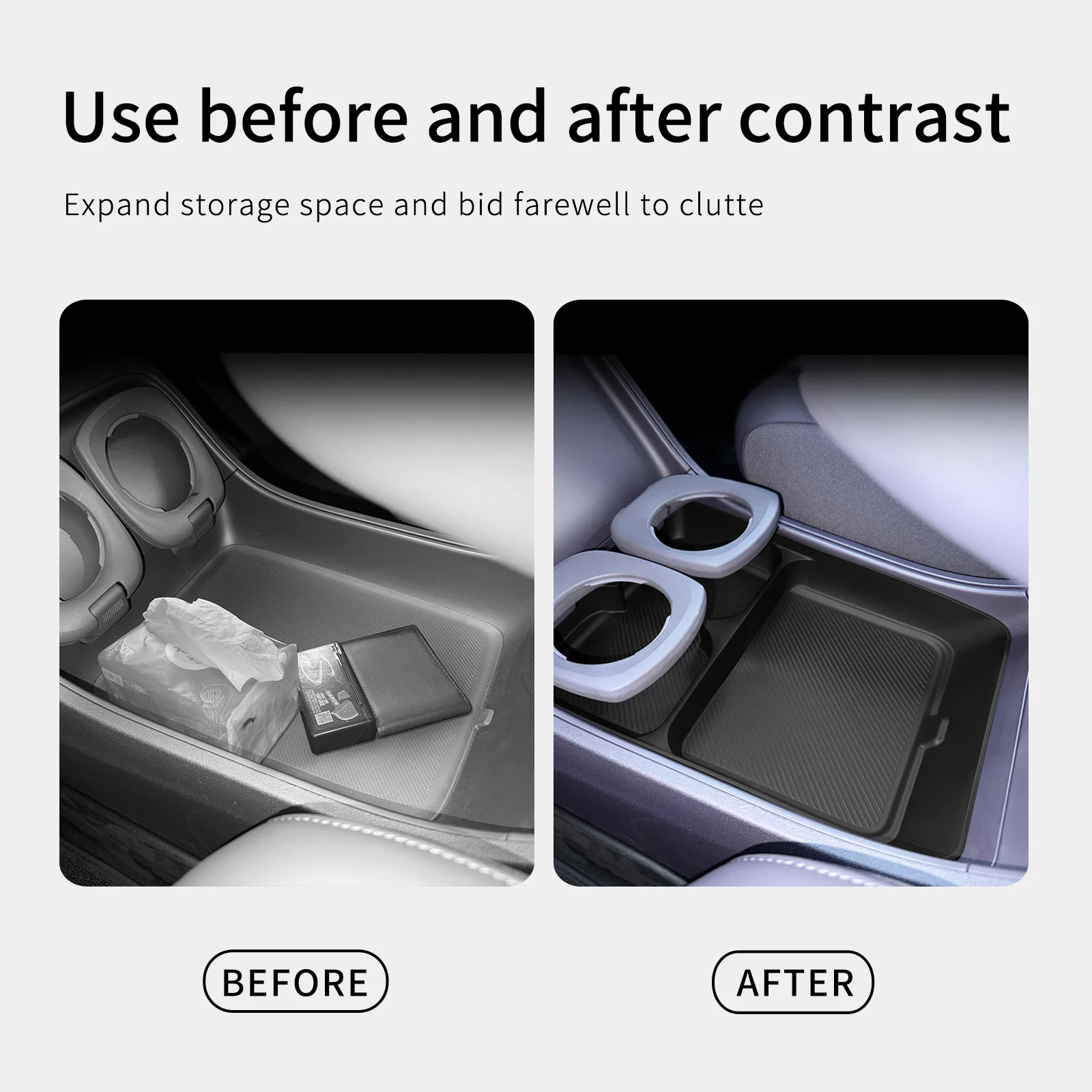 LUCKEASY for Leapmotor B10 2025-2026 Center Console Lower Layer Storage Box Interior Accessories Organizer Tidying Storage Case