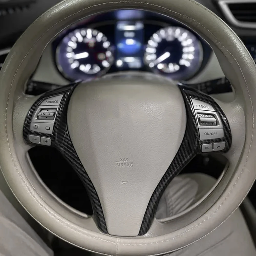 For Nissan Navara NP300 2015-2025 Qashqai J11 X-Trail T32 Teana Altima 2013-2018 Steering Wheel Panel Cover Trim Sticker