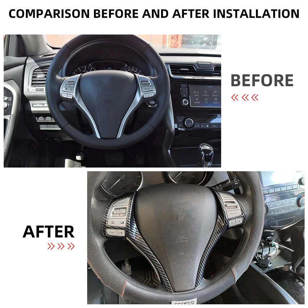 For Nissan Navara NP300 2015-2025 Qashqai J11 X-Trail T32 Teana Altima 2013-2018 Steering Wheel Panel Cover Trim Sticker