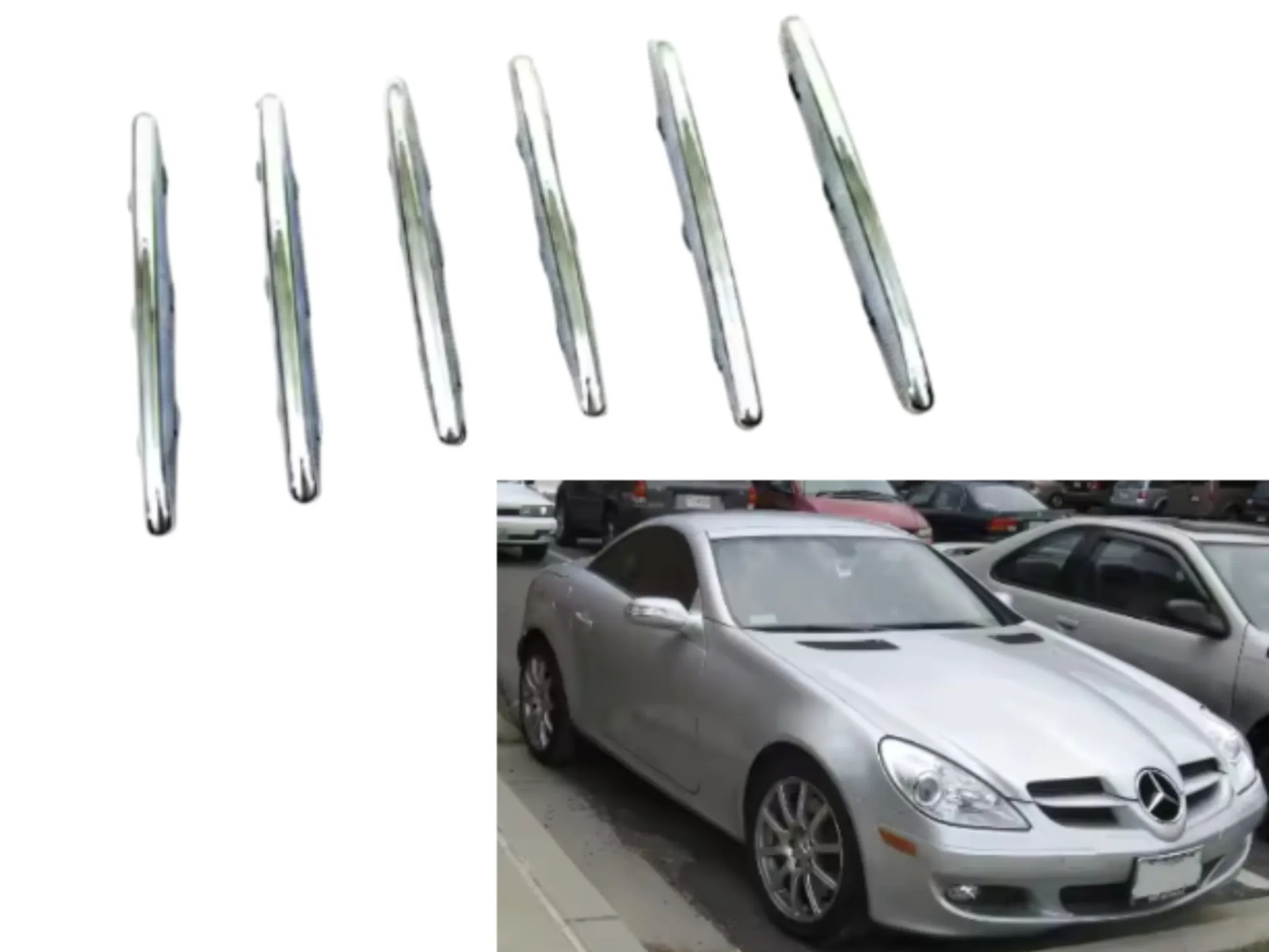 6pcs Chrome Hood Vent Trim Fin Covers For Mercedes Benz R171 SLK Class