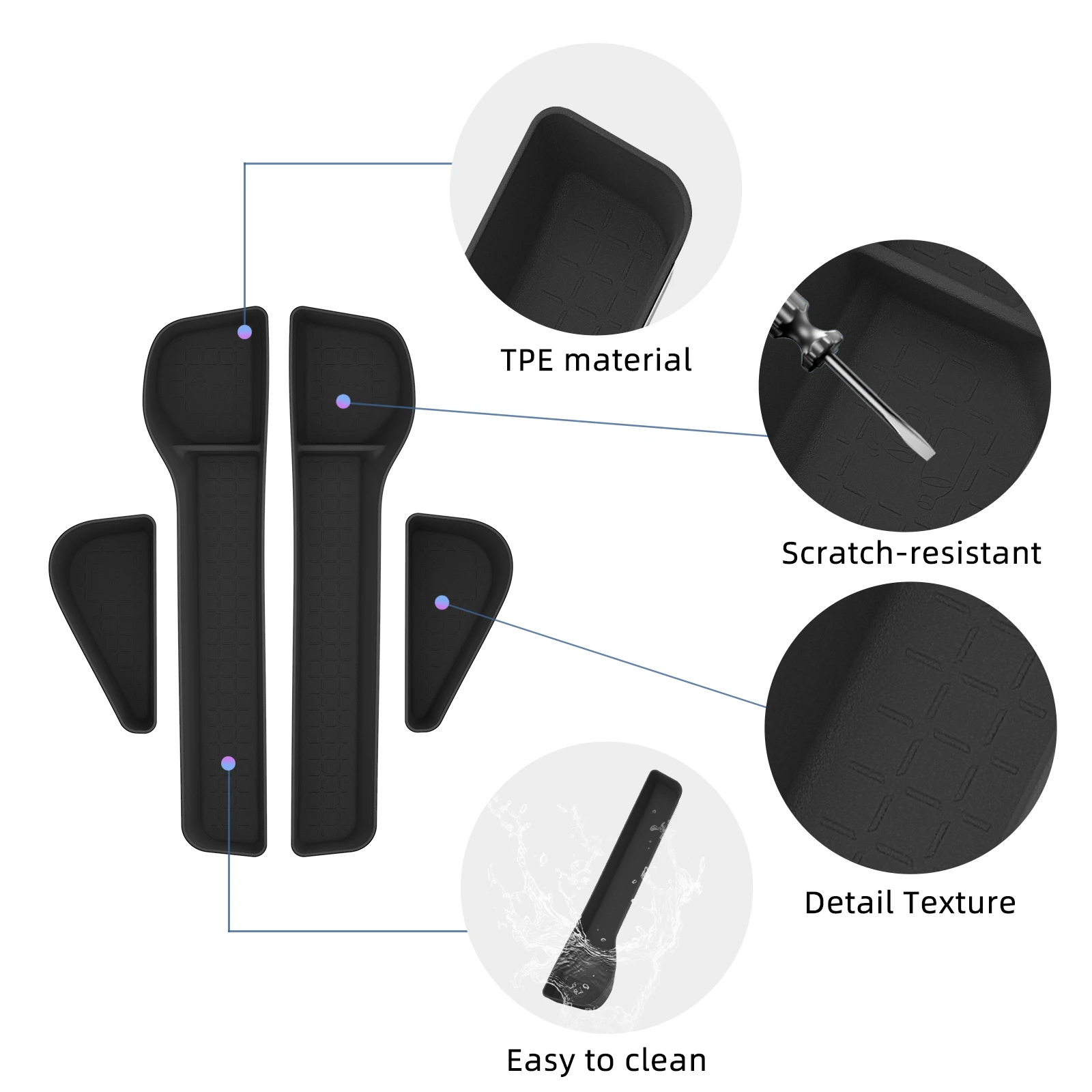 Smabee for Toyota RAV4 2026 Door Side Storage Box TPE Front Rear Door Handle Organizer Tidying Car Interior Accessories 4PCS