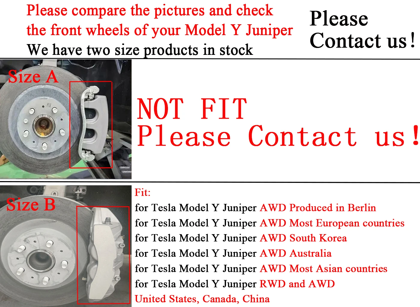 For Tesla Model Y YL Juniper Brake Caliper Cover 2025 2026 4pcs With Decals 19 20in Wheels (Not Fit RWD Made in Berlin)