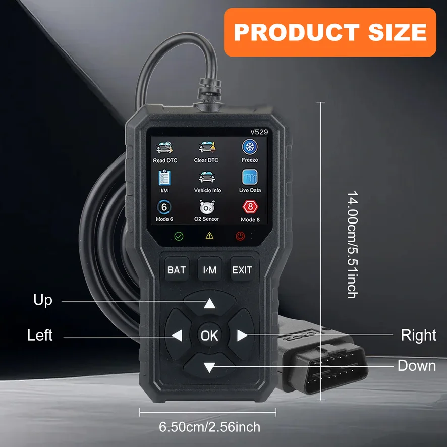 V529 OBD2 Diagnostic Scanner Auto Car Code Reader And Scanner Vehicles' Health Inspection Tool