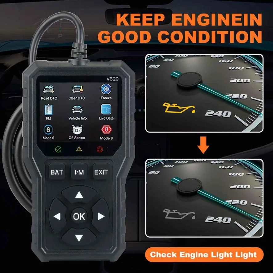 V529 OBD2 Diagnostic Scanner Auto Car Code Reader And Scanner Vehicles' Health Inspection Tool
