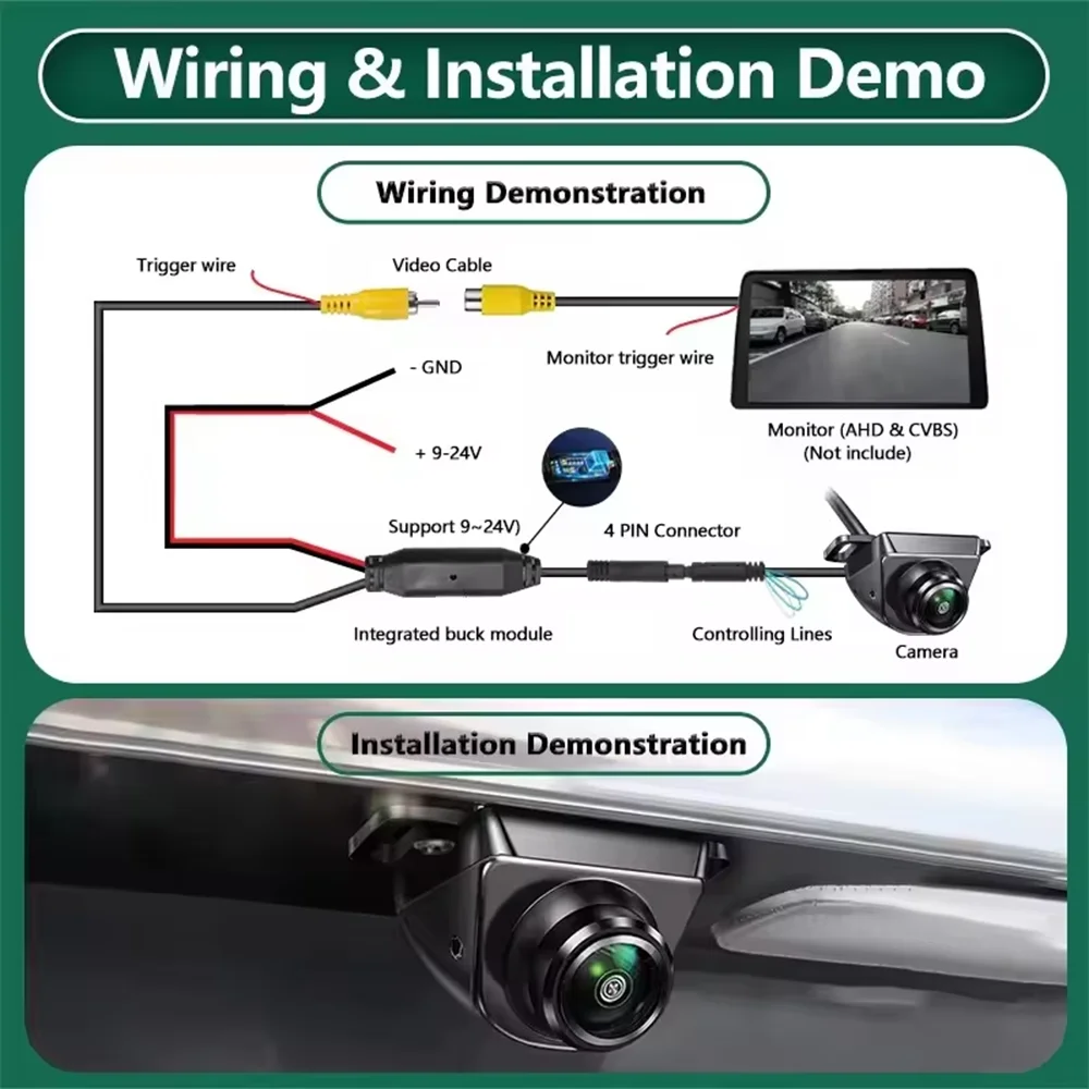 Car Rear View Camera CVBS AHD 1080P Full HD Reversing Rear Camera 170° Wide Angle Night Vision Fisheye Len Car Reversing Camera