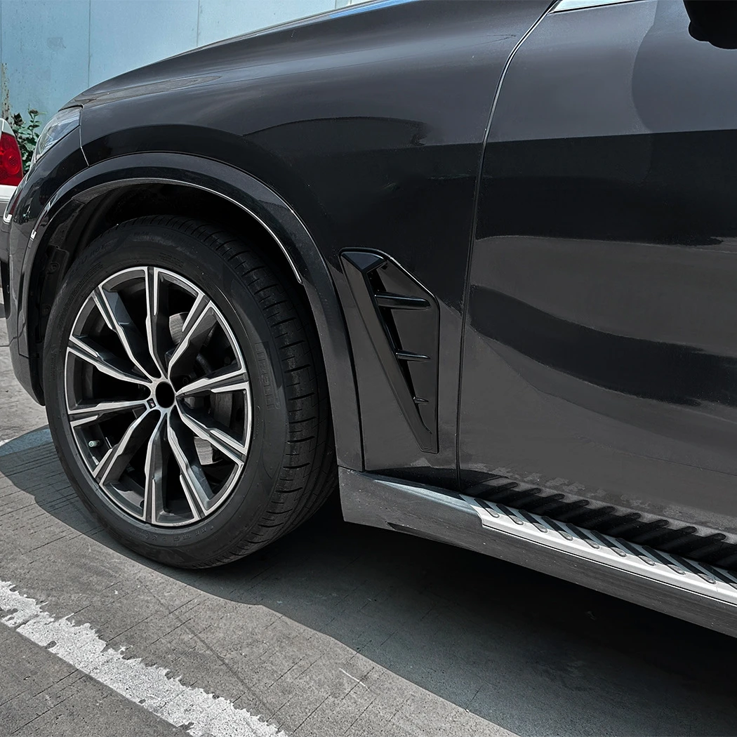 Car Side Air Fender Intake Vent Spoiler Cover For BMW X5 G05 M-Sport 2019 2020 2021 2022 Glossy Black ABS Shark Gilles Trim