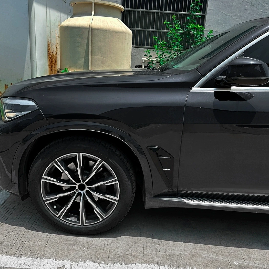 Car Side Air Fender Intake Vent Spoiler Cover For BMW X5 G05 M-Sport 2019 2020 2021 2022 Glossy Black ABS Shark Gilles Trim