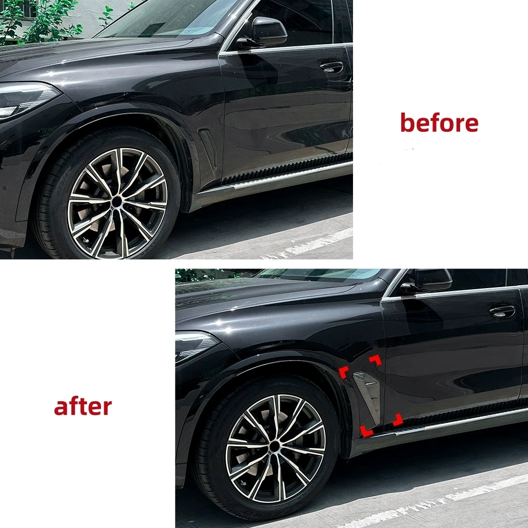 Car Side Air Fender Intake Vent Spoiler Cover For BMW X5 G05 M-Sport 2019 2020 2021 2022 Glossy Black ABS Shark Gilles Trim