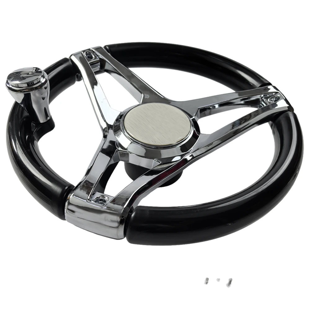 13-1/2 Inch Dia Boat Steering Wheel 3 Spoke, Marine Steering Wheel for Seastar and Verado With Turning Knob