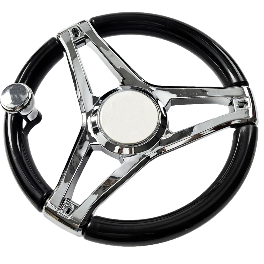 13-1/2 Inch Dia Boat Steering Wheel 3 Spoke, Marine Steering Wheel for Seastar and Verado With Turning Knob