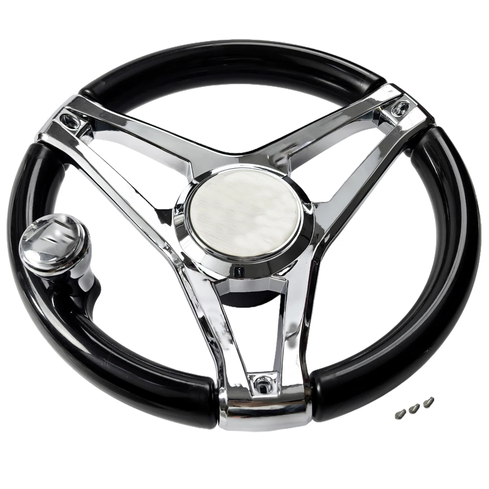 13-1/2 Inch Dia Boat Steering Wheel 3 Spoke, Marine Steering Wheel for Seastar and Verado With Turning Knob