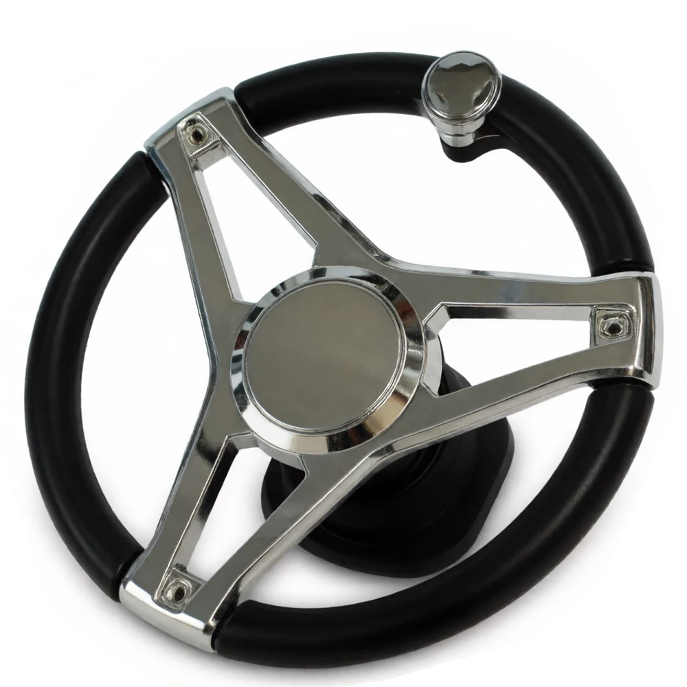 13-1/2 Inch Dia Boat Steering Wheel 3 Spoke, Marine Steering Wheel for Seastar and Verado With Turning Knob