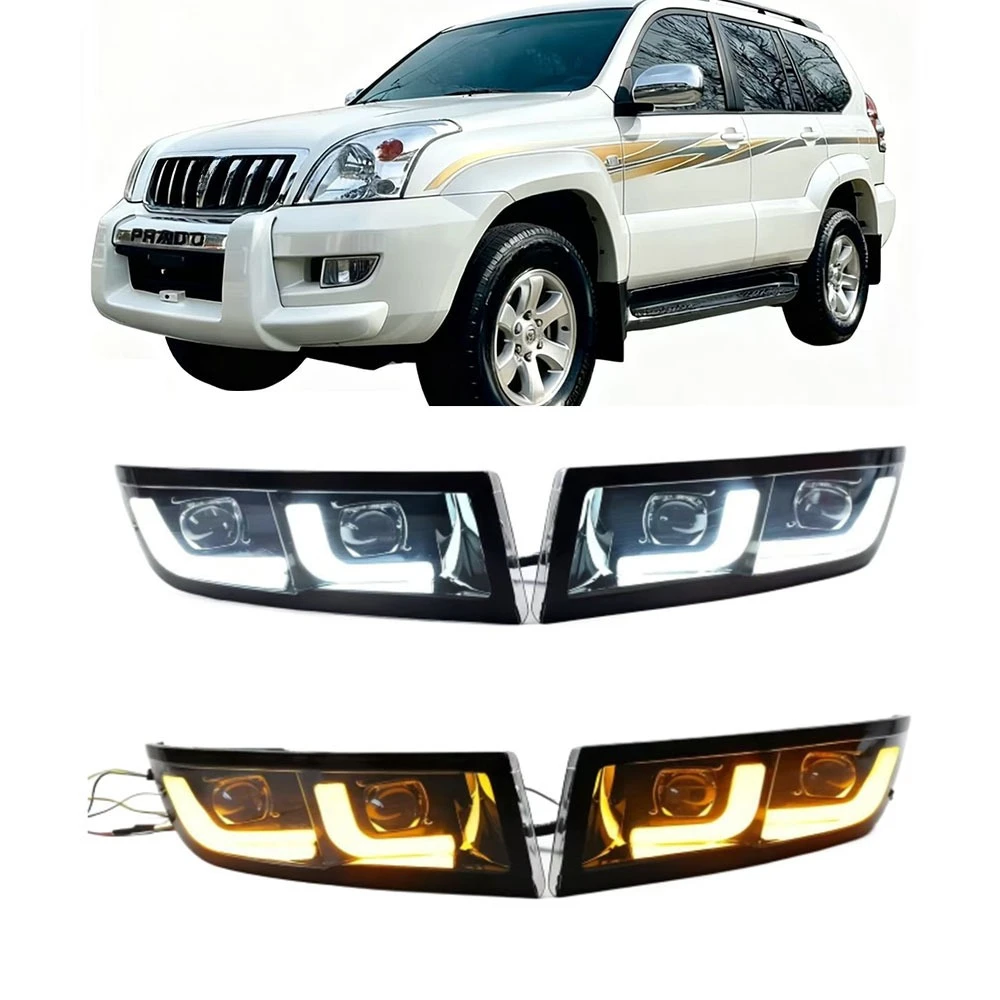 For Toyota Land Cruiser Prado 120 GRJ120 TRJ120 FJ120 LC120 2002-2010 Daytime Running Light LED Fog Lamp Turn Signal 2PCS