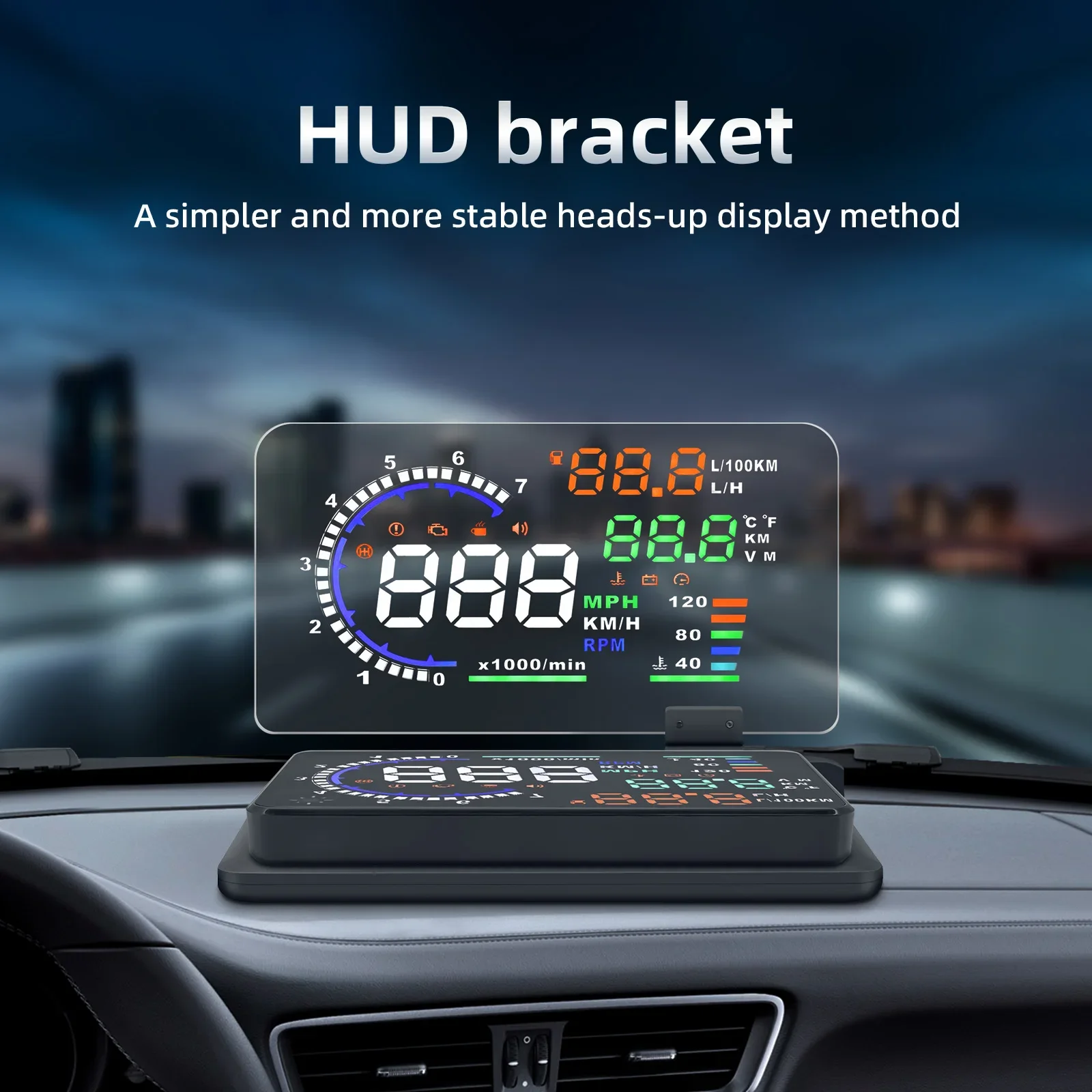 Windshield Screen Projector Smart Phone Holder Display Head Up Display Reusable Car Mobile Phone Holder + HD Image Reflection