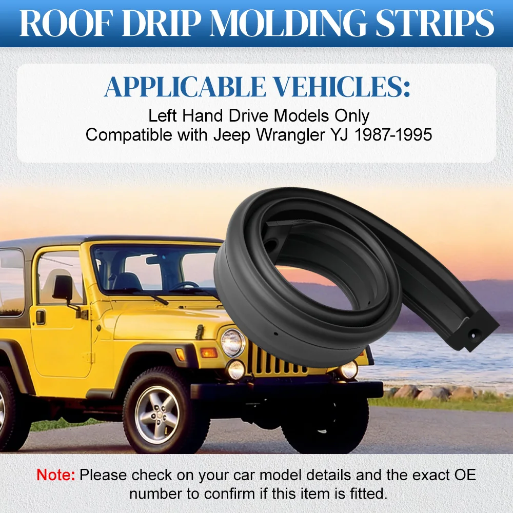 For Jeep Wrangler YJ 1987-1995 Rubber Cowl Seal to Windshield Frame 55009127, 55175778