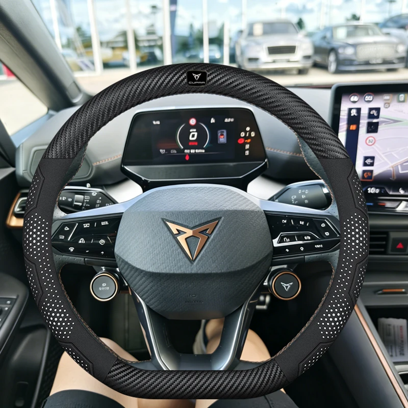 Car Breathable Anti-Slip Suede Leather Steering Wheel Cover For Cupra Formentor Terramar Tavascan Ateca Born Leon ST IBIZA Raval