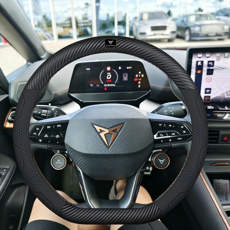 Car Breathable Anti-Slip Suede Leather Steering Wheel Cover For Cupra Formentor Terramar Tavascan Ateca Born Leon ST IBIZA Raval