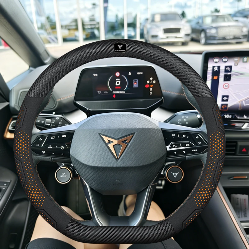 Car Breathable Anti-Slip Suede Leather Steering Wheel Cover For Cupra Formentor Terramar Tavascan Ateca Born Leon ST IBIZA Raval