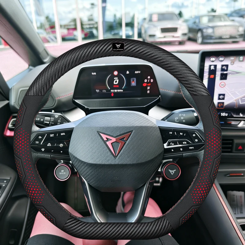 Car Breathable Anti-Slip Suede Leather Steering Wheel Cover For Cupra Formentor Terramar Tavascan Ateca Born Leon ST IBIZA Raval