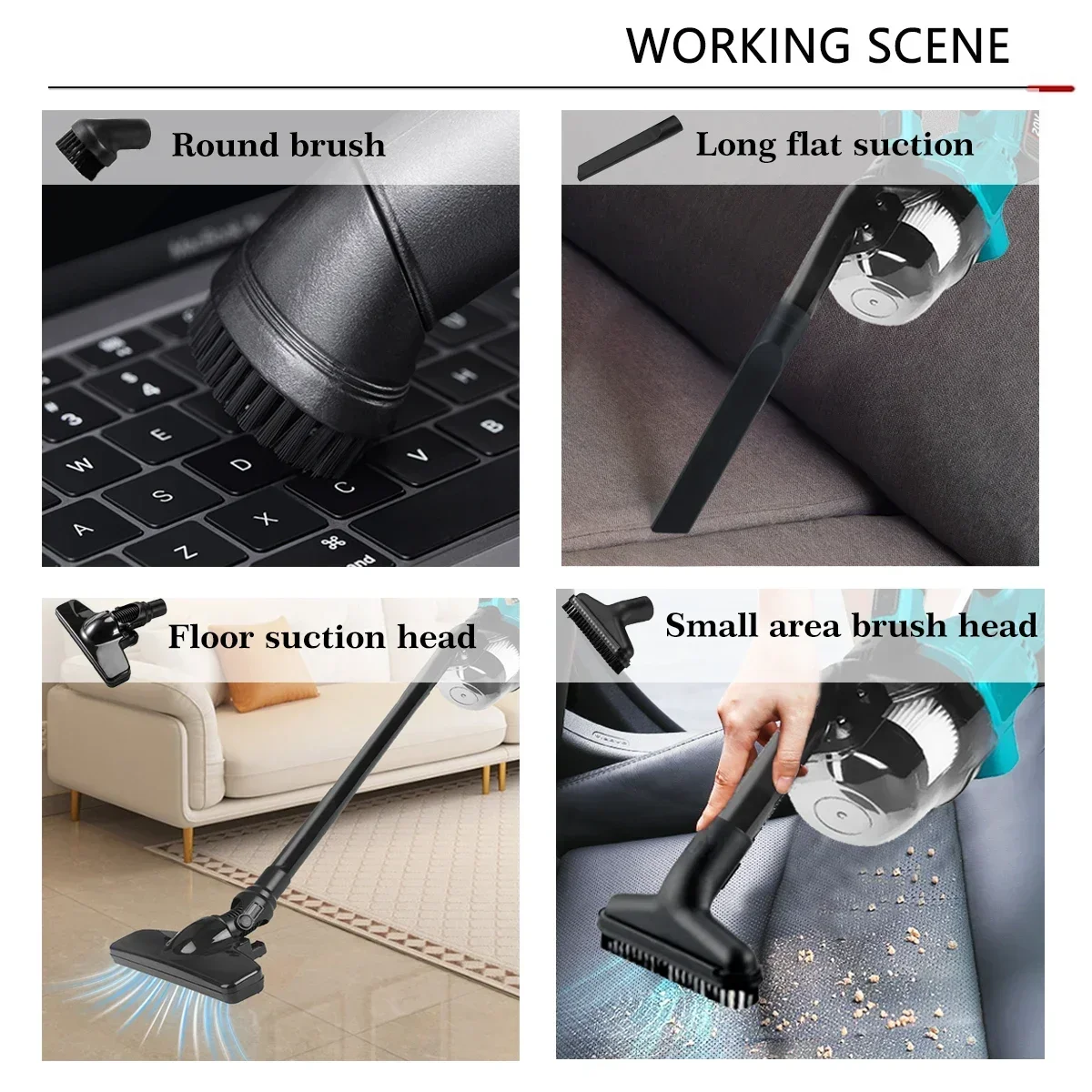 Portable Cordless Car Vacuum Cleaner With 6 Tips 2 Hepa Filters Multi-Functional Vacuum Cleaner for Makita 18v Battery Floor