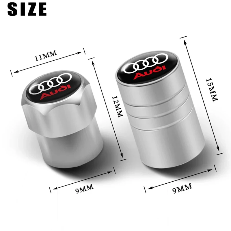 4Pcs For Audi Sports A4 B5 B6 B9 A1 A3 8L A6 C5 C7 Q3 Q5 Q7 Car Tire Tyre Valve Dust Caps Stem Covers Car Wheel Air Valve Cover