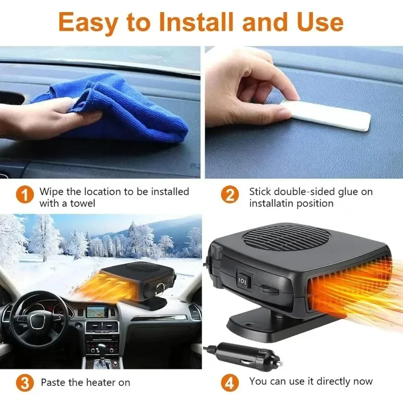 150W Electric Car Heater 12V/24V Air Cooler Fan Portable Demister Defroster Heating Fan Dryer Windshield Defogging Accessroies