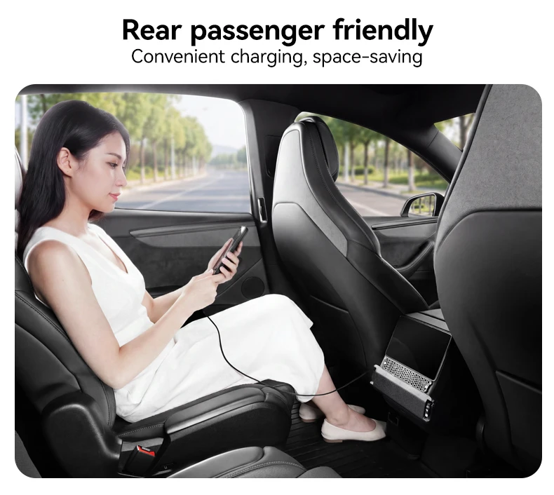 YZ For Tesla Model YL 2026 3-in-1 Rear Air Vent Cover 2 Type-C 60W USB Hub Docking Station with Aroma Diffuser Fast Charge