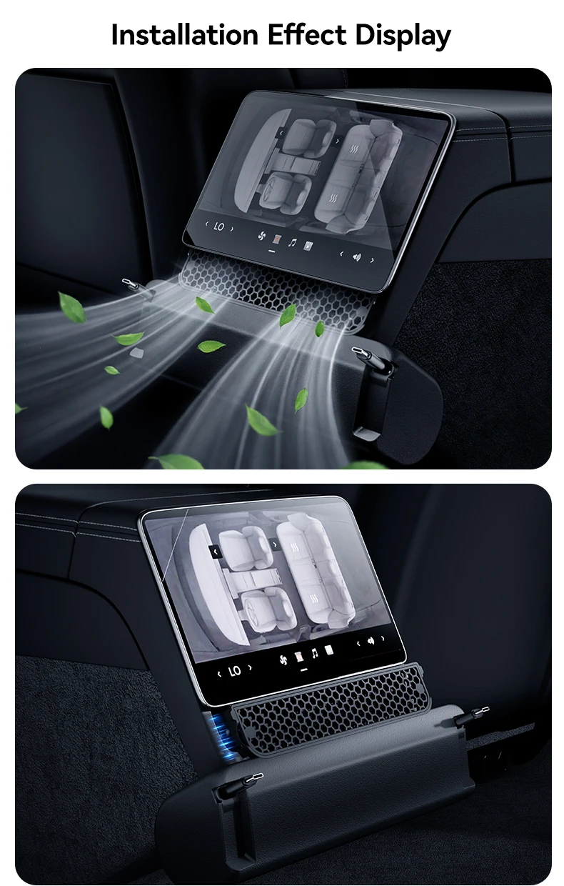 YZ For Tesla Model YL 2026 3-in-1 Rear Air Vent Cover 2 Type-C 60W USB Hub Docking Station with Aroma Diffuser Fast Charge