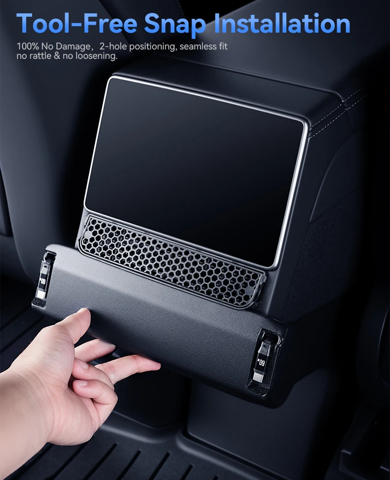 YZ For Tesla Model YL 2026 3-in-1 Rear Air Vent Cover 2 Type-C 60W USB Hub Docking Station with Aroma Diffuser Fast Charge