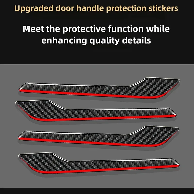 4Pcs for Tesla Model 3 Y Juniper Highland 2020-2025 2026 Door Handle Wrap Cover Protector Stickers Carbon Fiber Resin Casting