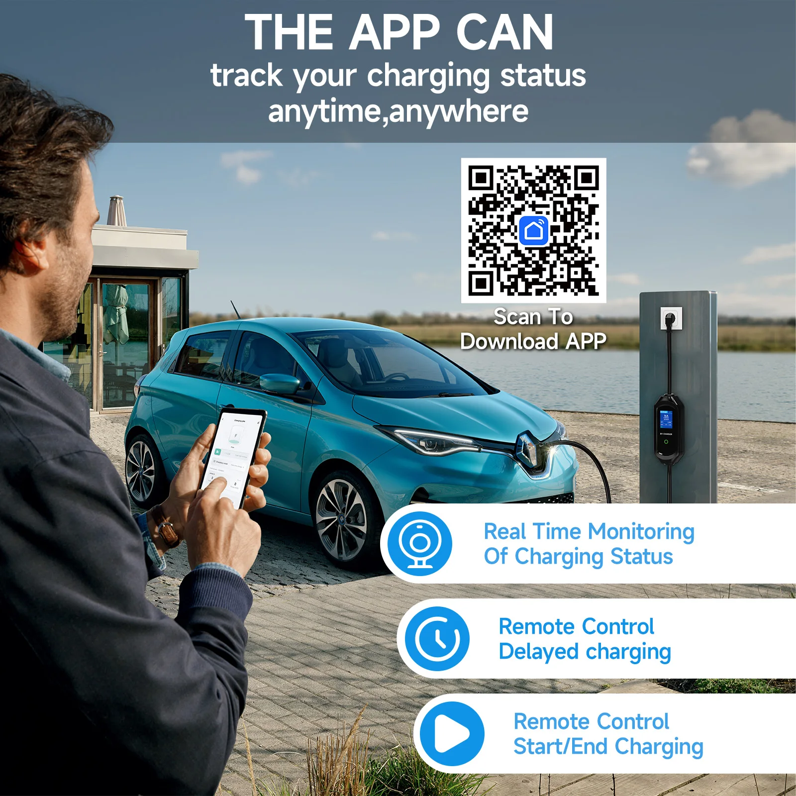 AFYEEV 3.6KW Portable Type2 IEC62196-2 EV Charger GBT EVSE Charging Cable Type1 SAE J1772 Electric Car Charger Wallbox EU Plug