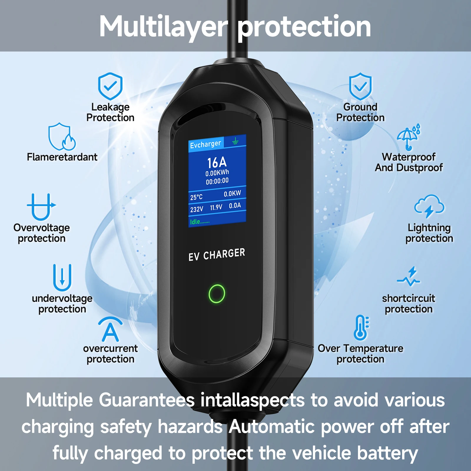 AFYEEV 3.6KW Portable Type2 IEC62196-2 EV Charger GBT EVSE Charging Cable Type1 SAE J1772 Electric Car Charger Wallbox EU Plug