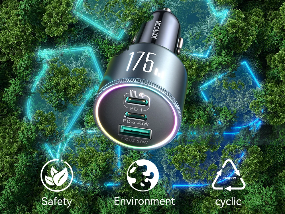 Joyroom 175W Car Charger PD 3.0 100W Super Fast Charging USB C Car Phone Adapter for MacBook Pro iPhone 17 Samsung Galaxy S25 24