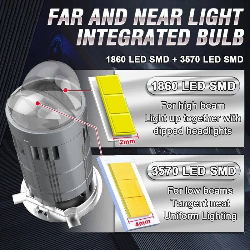 H4 LED Projection Lens Bulbs 800000LM Super Bright With Fan Plug And Play H4 Led Car Motorcycle Headlight CANBUS Auto Lamps 12V