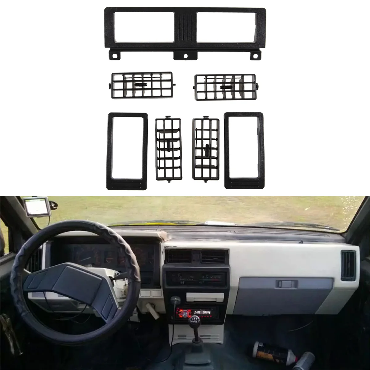 Dashboard AC Air Condition Heater Vent Grille Outlet Panel Louver Set For Nissan Navara D21 Hardbody Pickup 1986-1997 Auto Parts